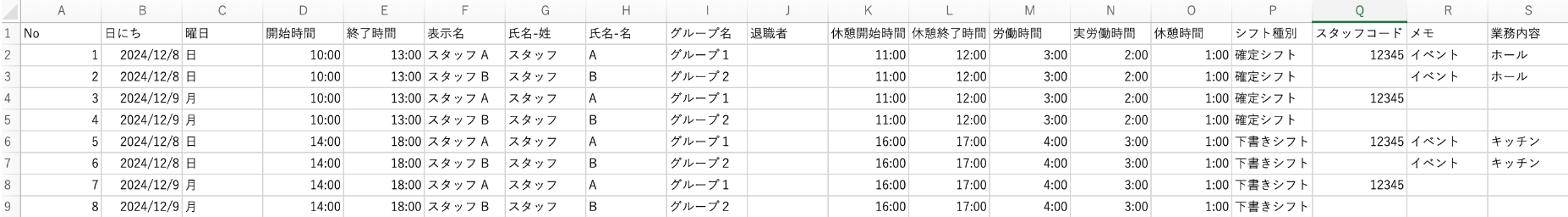 05 Airシフト シフトのデータ